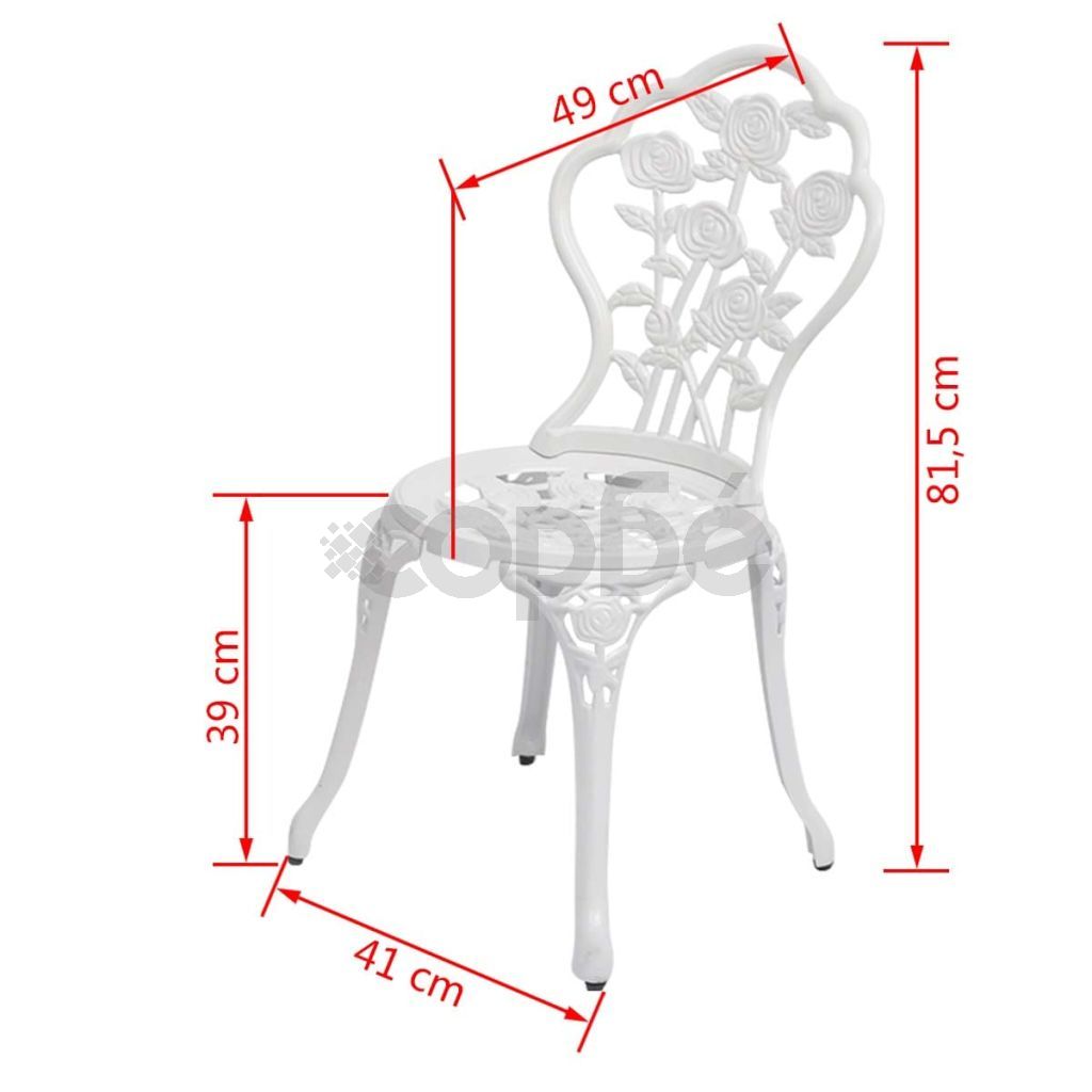 Бистро столове, 2 бр, лят алуминий, бели