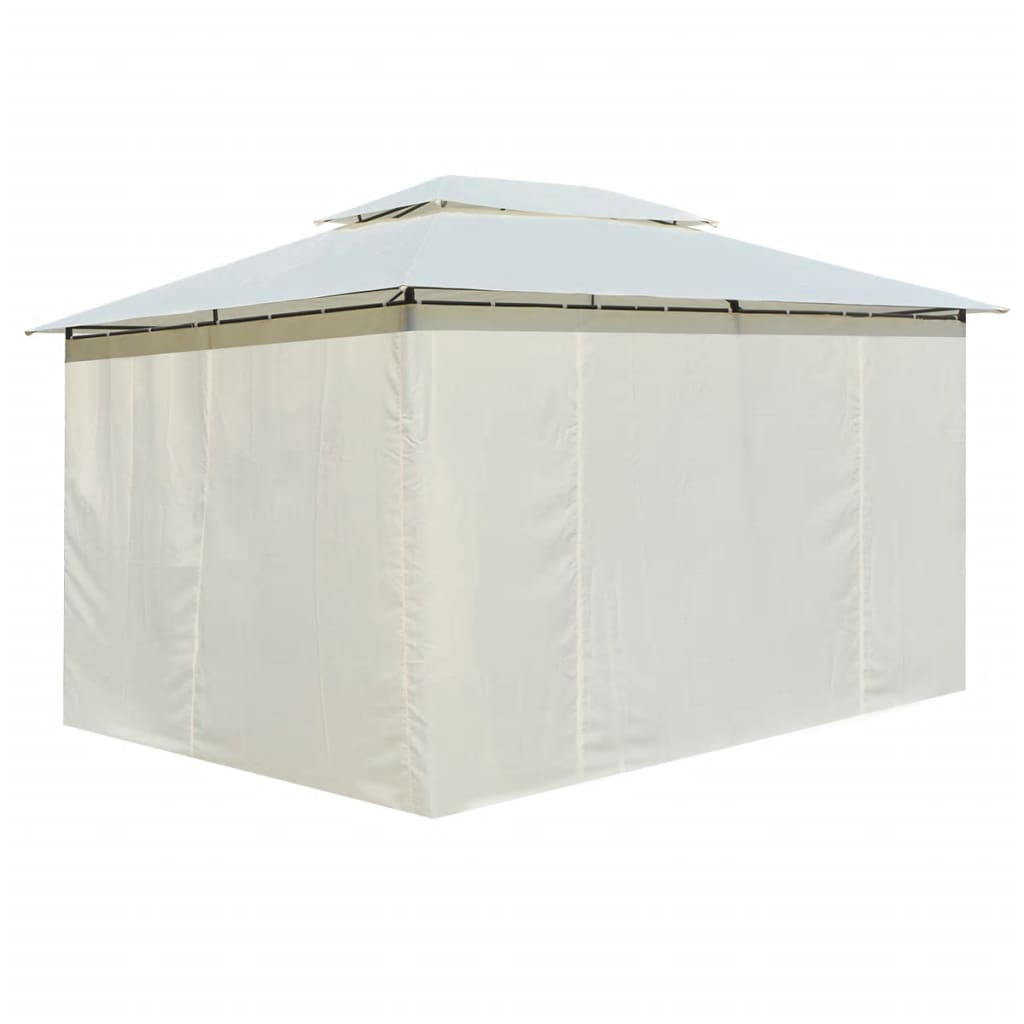 Градинска шатра със завеси, 4x3 м, бяла