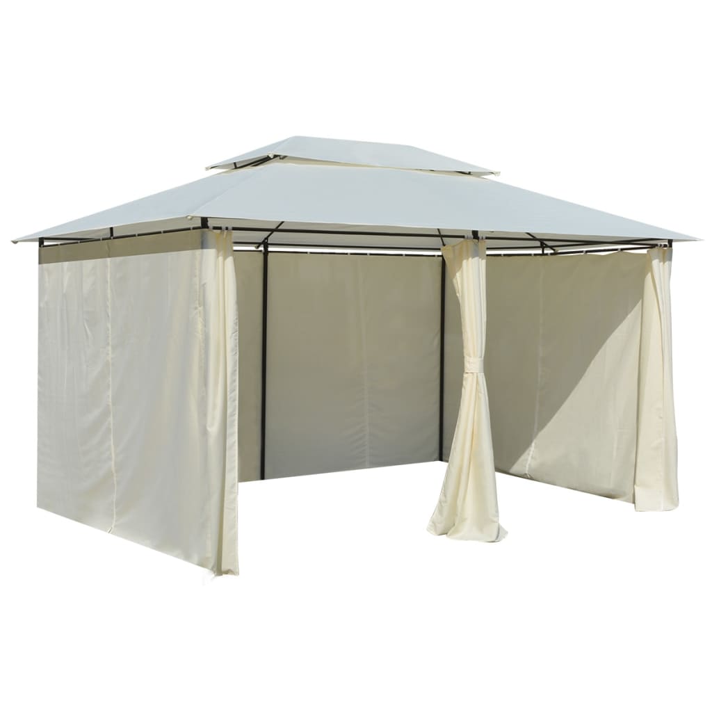 Градинска шатра със завеси, 4x3 м, бяла