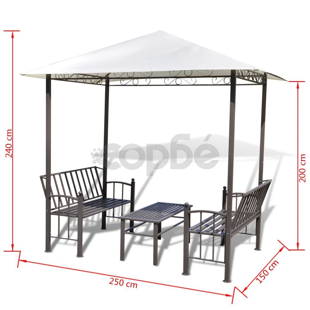 Градинска шатра с маса и пейки, 2,5 x 1,5 x 2,4 м