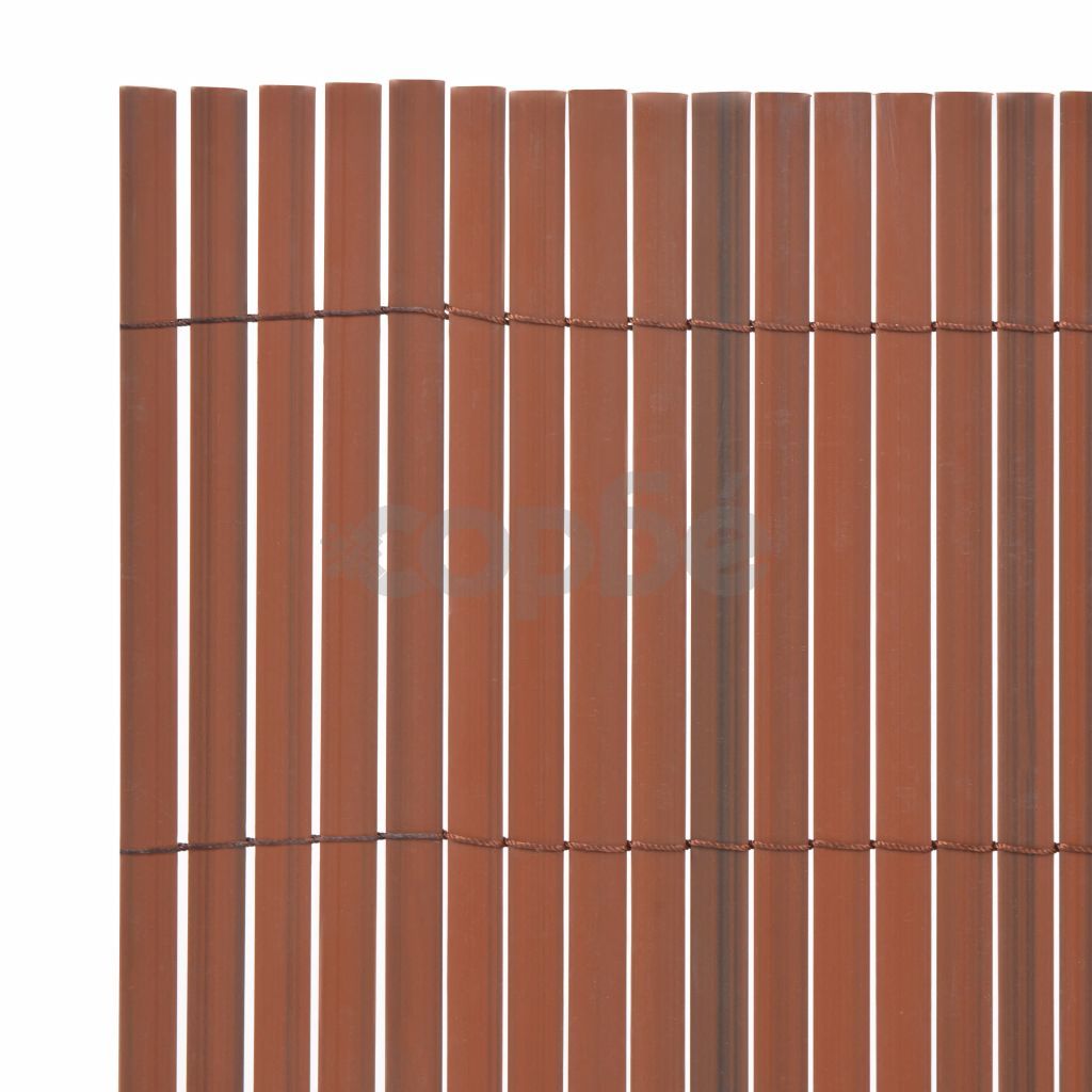Двустранна градинска ограда, PVC, 90x300 см, кафява
