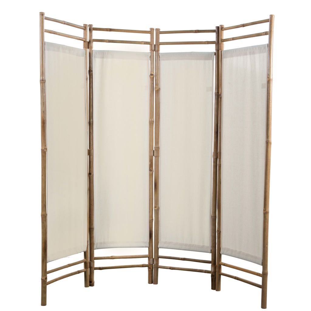 Сгъваем 4-панелен параван за стая, бамбук и текстил, 160 cм