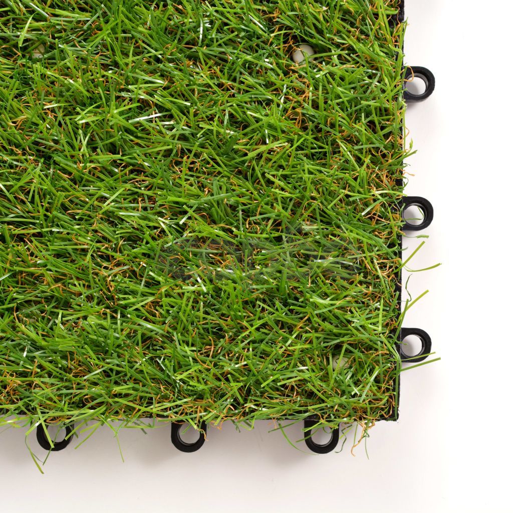 Плочки изкуствена трева, 10 бр, 30x30 см, зелени