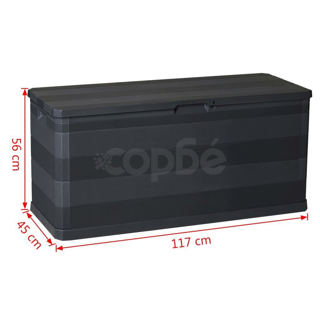 Градинска кутия за съхранение, черна, 117x45x56 см