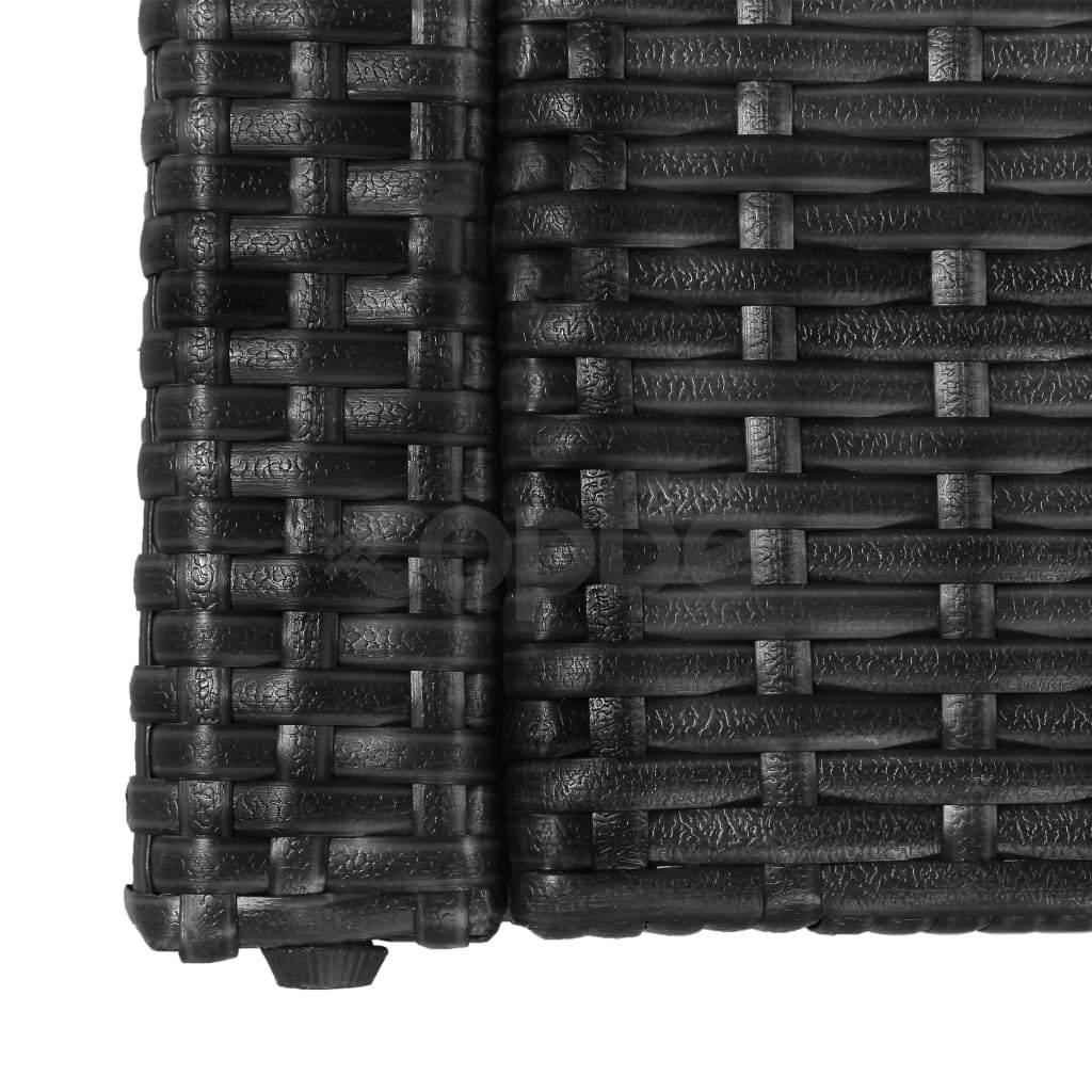 Градински комплект с възглавници, 5 части, черен полиратан