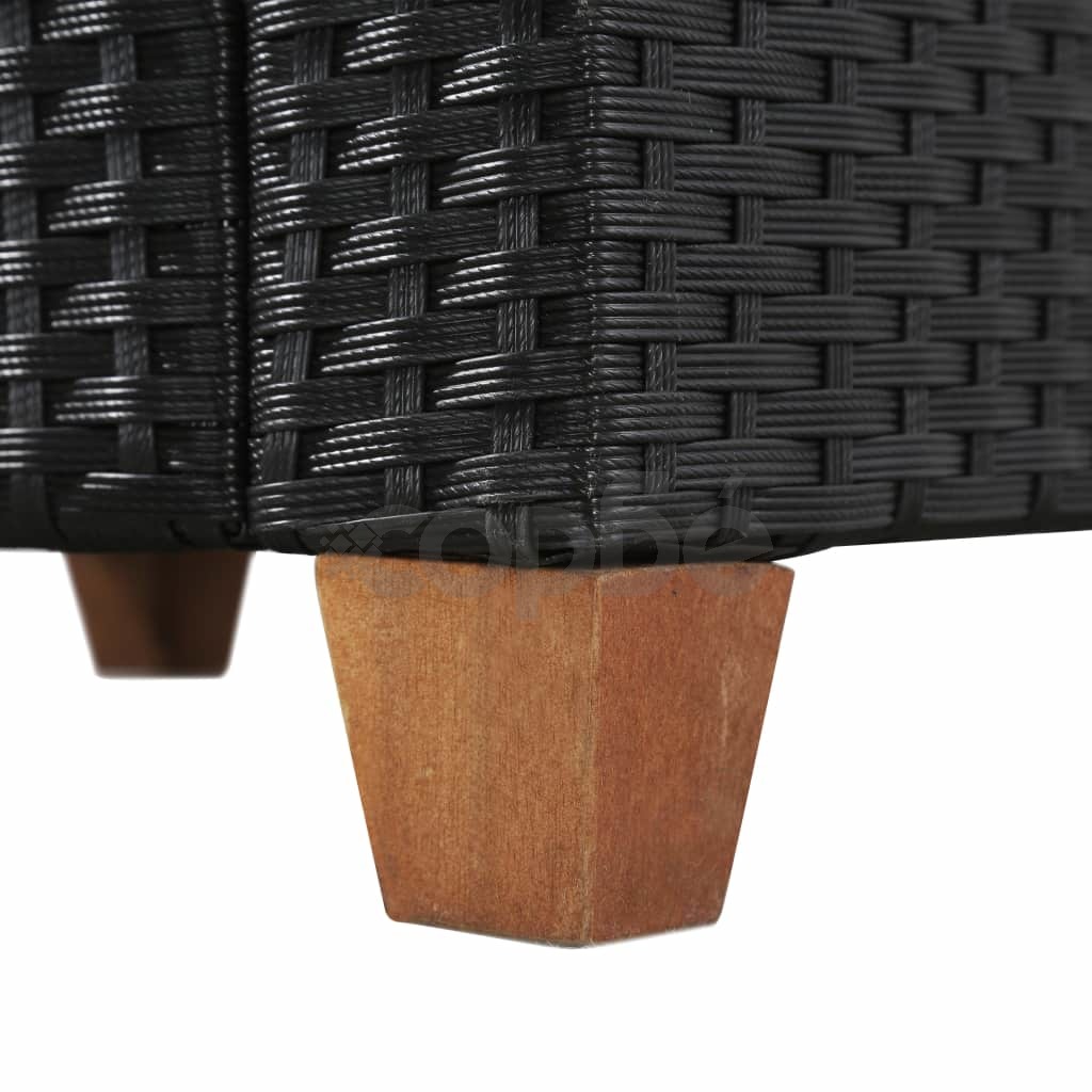 Градински комплект с възглавници, 4 части, черен полиратан