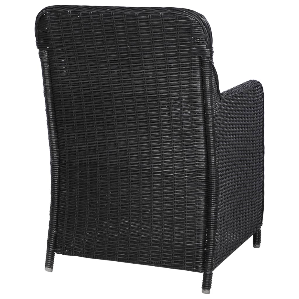 Външни столове с възглавници, 2 бр, полиратан, черни  