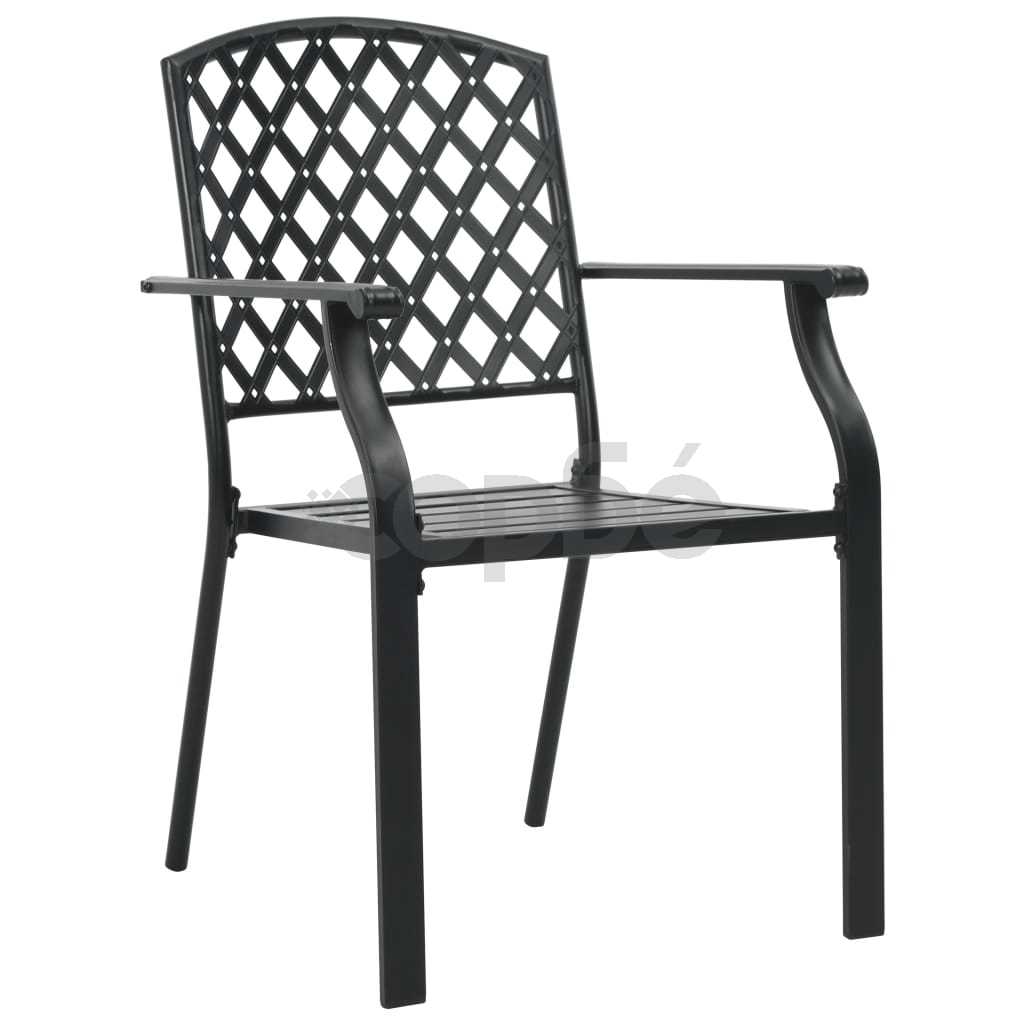 Стифиращи външни столове, 2 бр, стомана, черни
