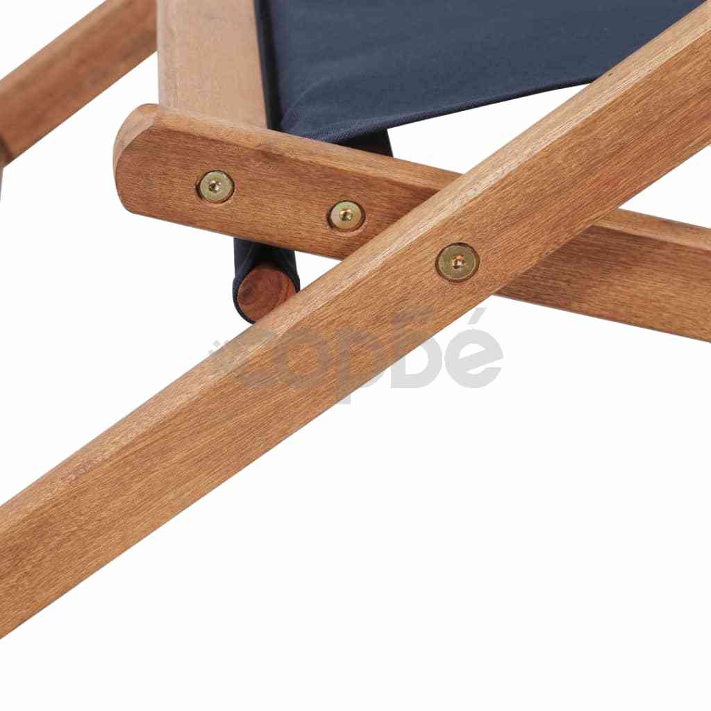 Сгъваем плажен стол, текстил и дървена рамка, син
