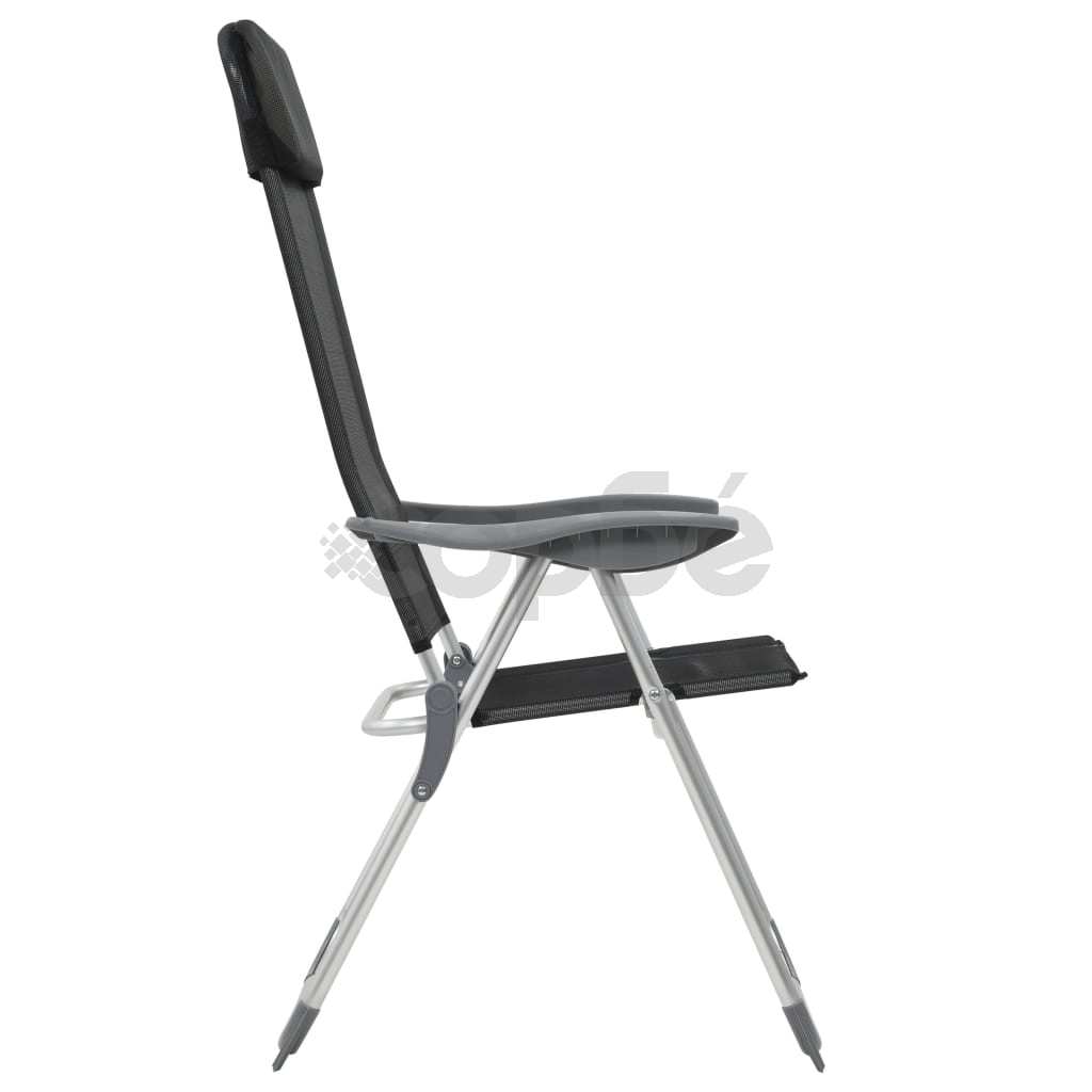 Сгъваеми къмпинг столове, 2 бр, черни, алуминий