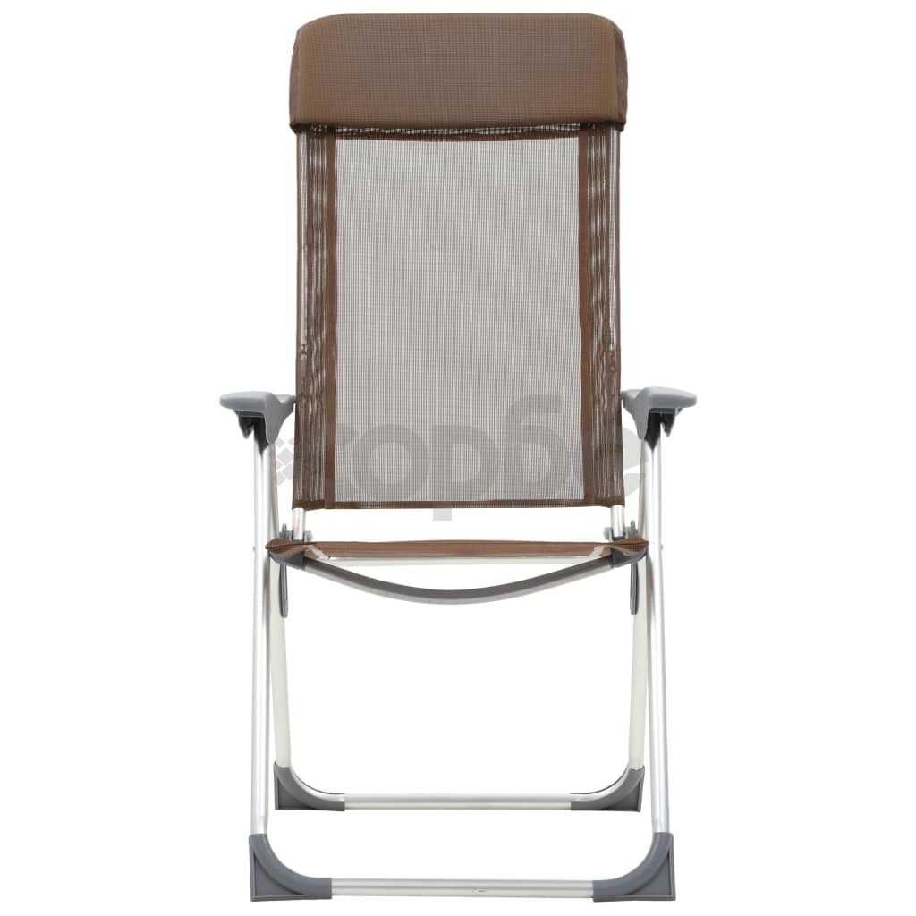 Сгъваеми къмпинг столове, 2 бр, кафяви, алуминий