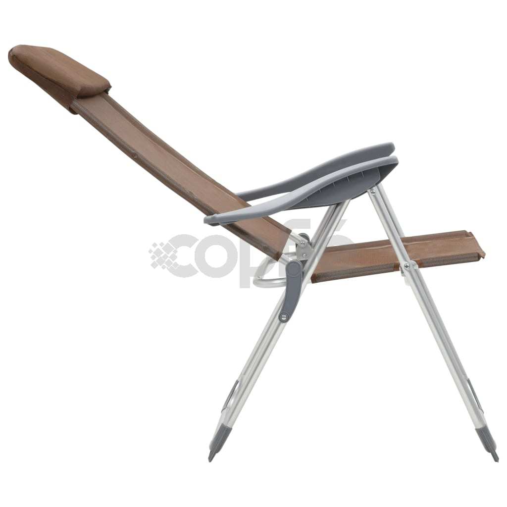 Сгъваеми къмпинг столове, 4 бр, кафяви, алуминий