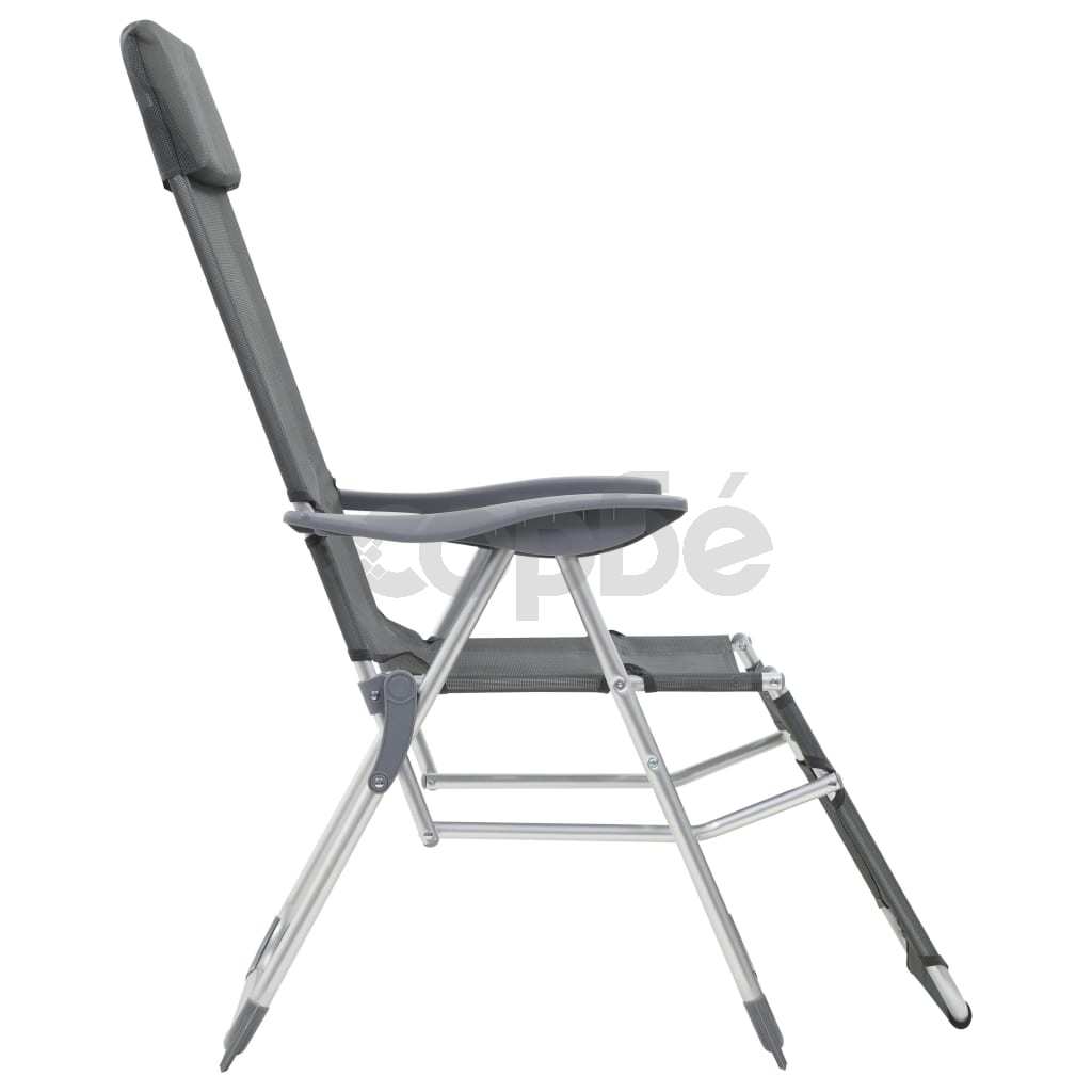 Сгъваеми къмпинг столове с подложки, 2 бр, сиви, алуминиеви