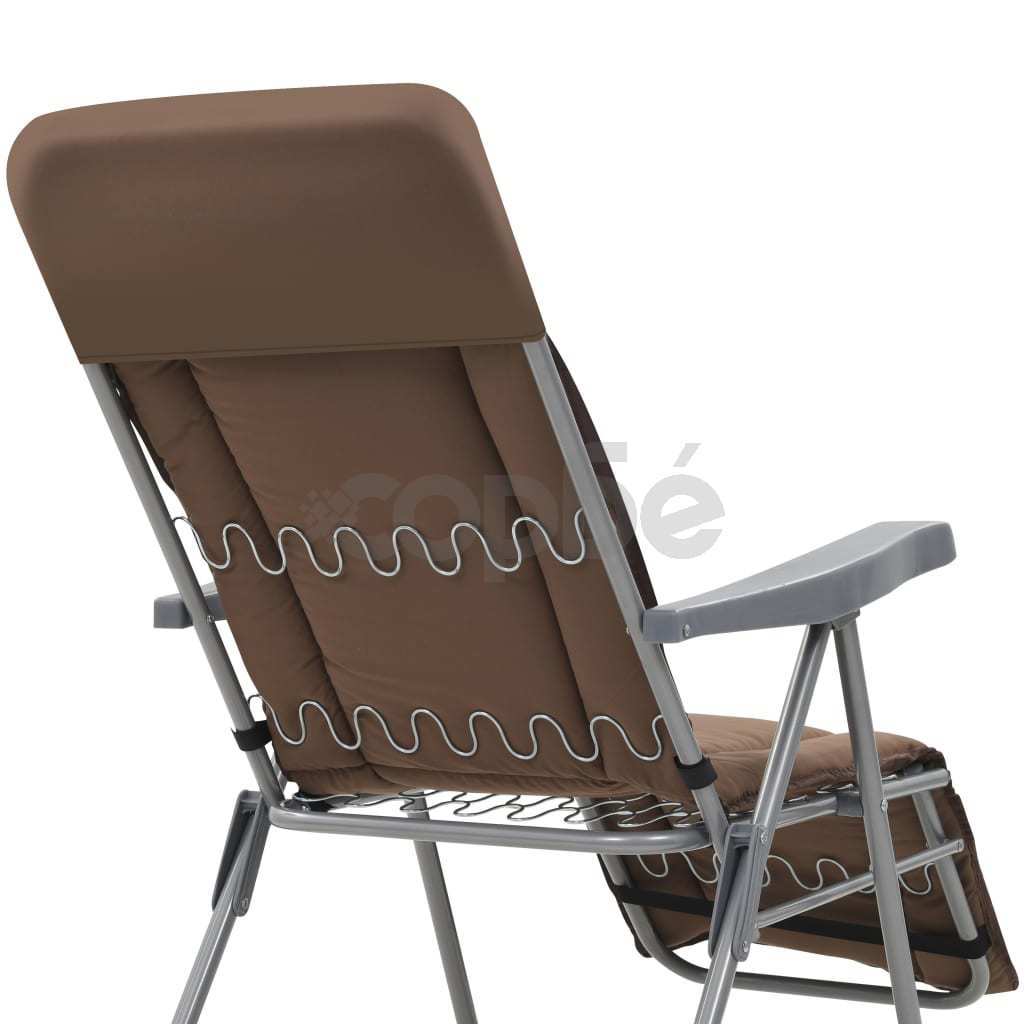 Сгъваеми градински столове с възглавници, 2 бр, кафяви