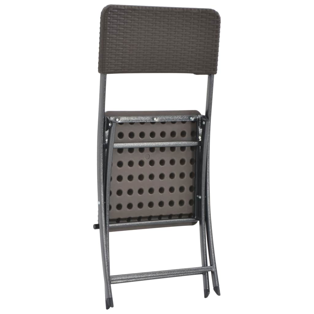 Сгъваеми градински столове, 2 бр, HDPE и стомана, кафяви
