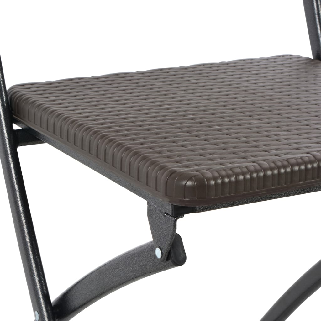 Сгъваеми градински столове, 2 бр, HDPE и стомана, кафяви