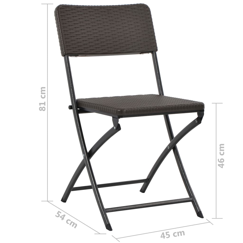 Сгъваеми градински столове, 4 бр, HDPE и стомана, кафяви