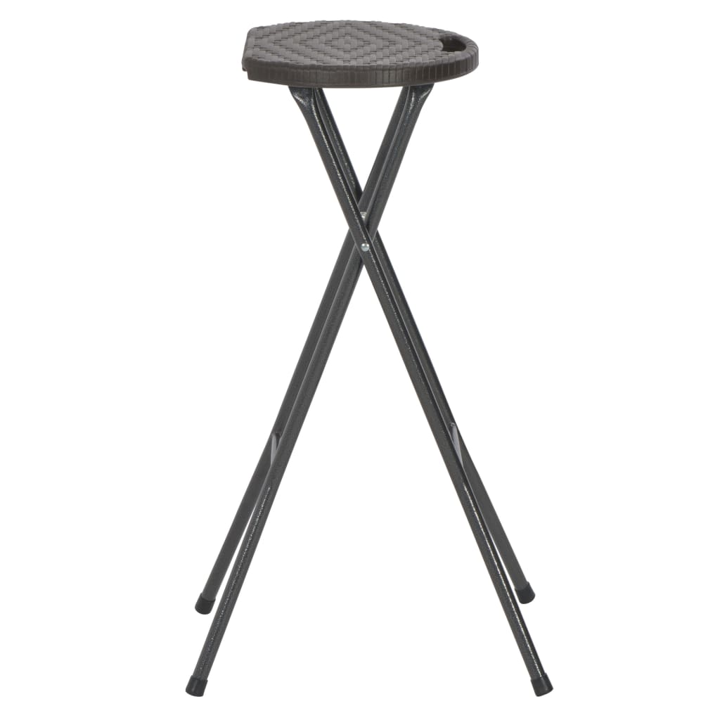 Сгъваеми бар столове, 2 бр, HDPE и стомана, кафяви, ратанов вид