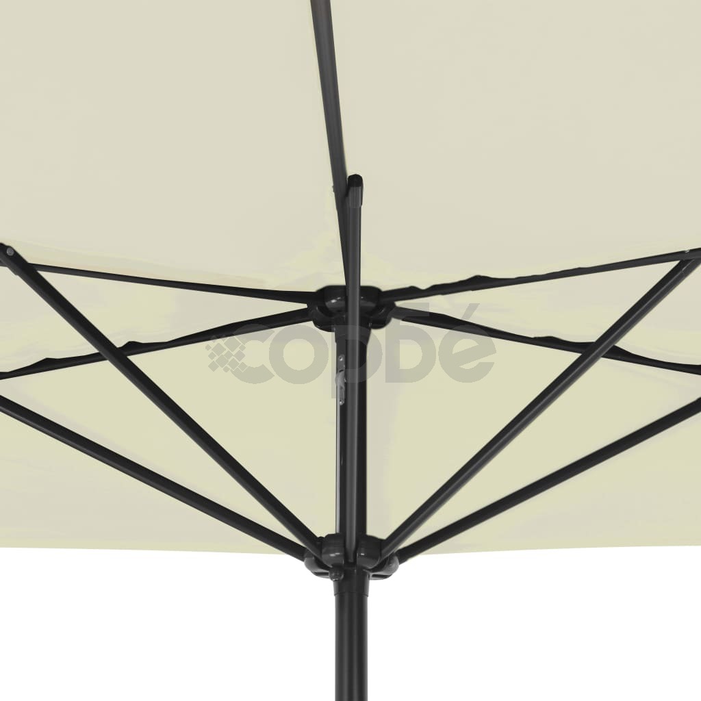 Балконски чадър с алуминиев прът, пясъчен, 300x155 см, половин