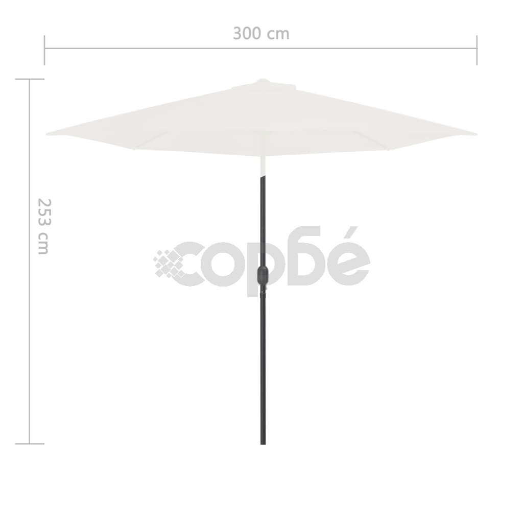 Балконски чадър с алуминиев прът, пясъчен, 300x155 см, половин