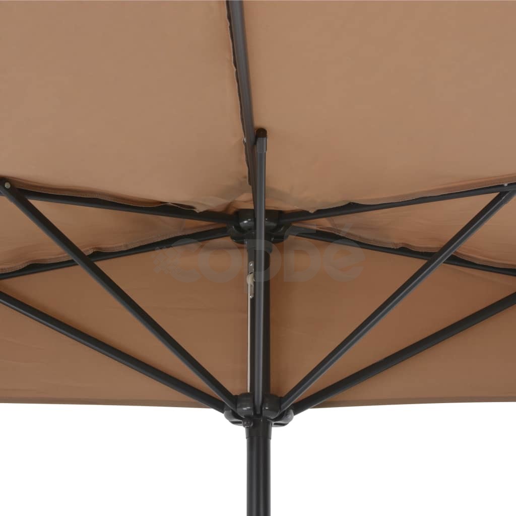 Балконски чадър с алуминиев прът, таупе, 300x155 см, половин