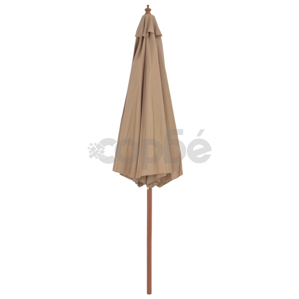 Градински чадър с дървен прът, 300 см, таупе
