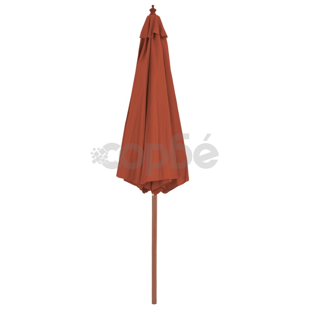 Градински чадър с дървен прът, 300 см, теракота
