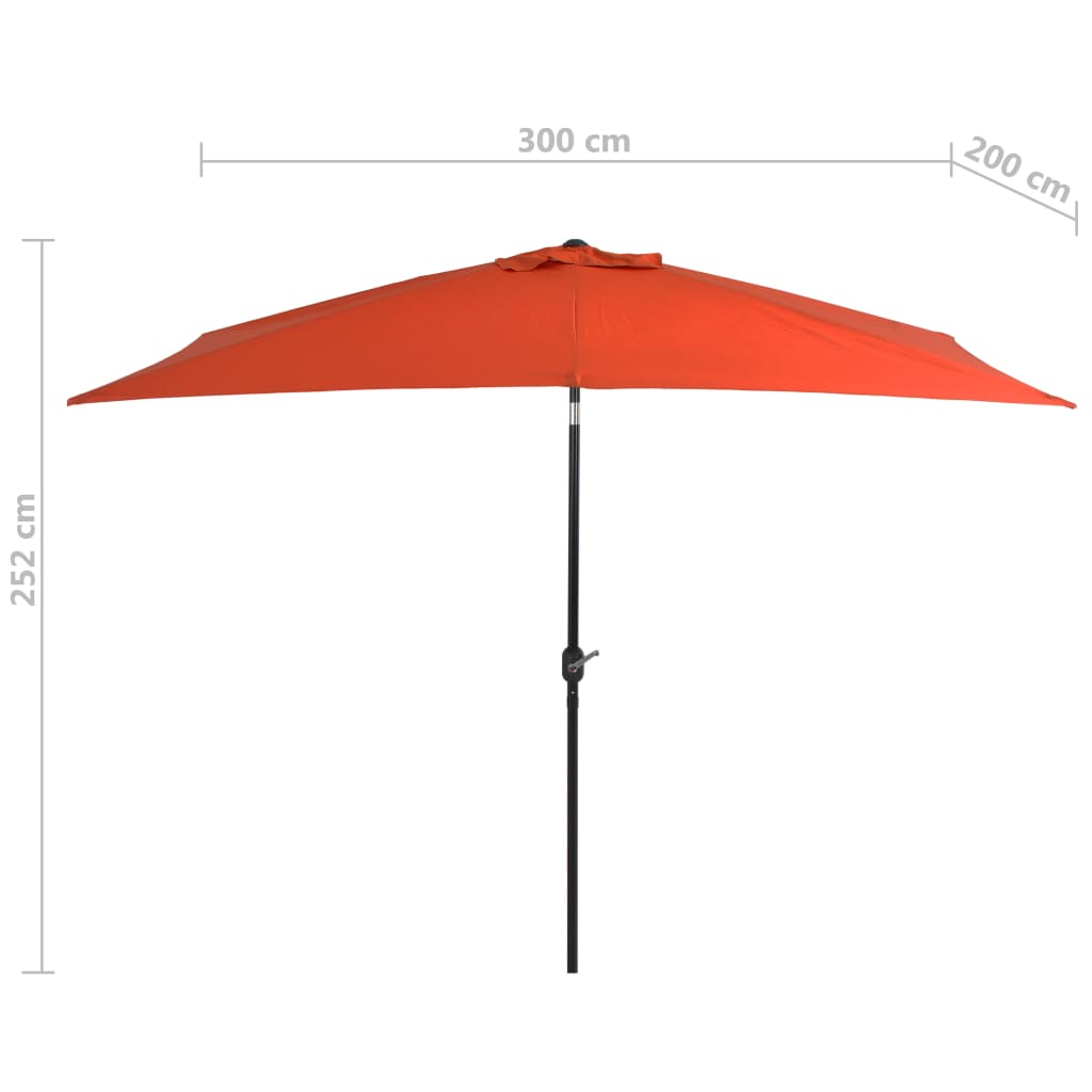 Градински чадър с метален прът, 300x200 см, теракота
