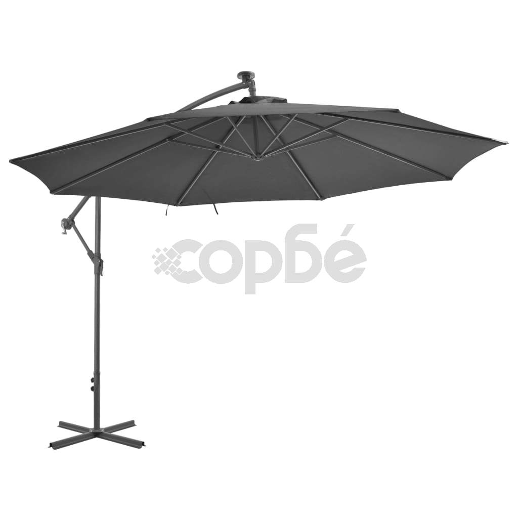 Градински чадър, чупещо рамо и алуминиев прът, 350 см, антрацит