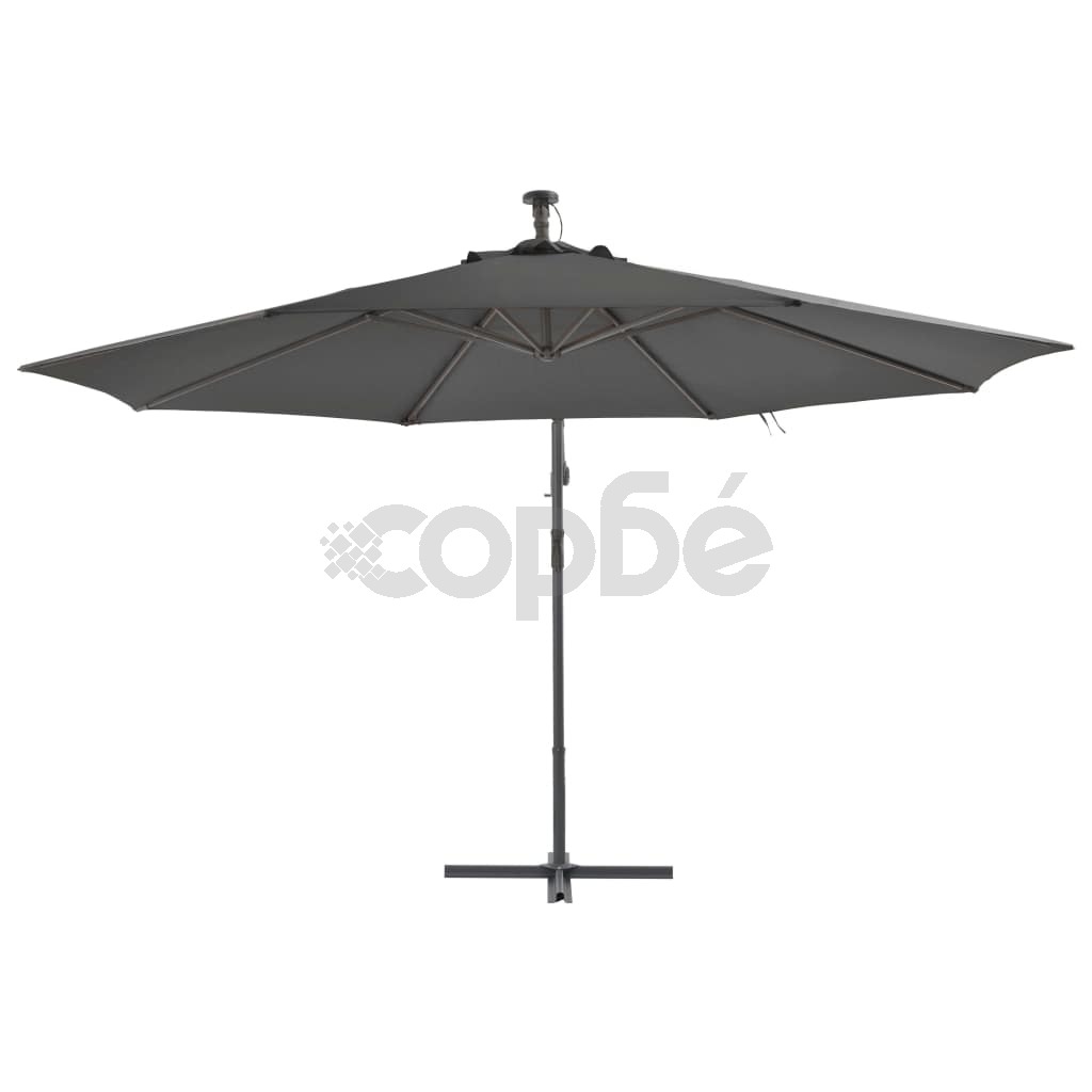 Градински чадър, чупещо рамо и алуминиев прът, 350 см, антрацит