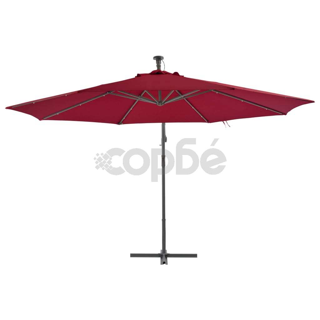 Градински чадър с чупещо рамо и алуминиев прът, 350 см, бордо