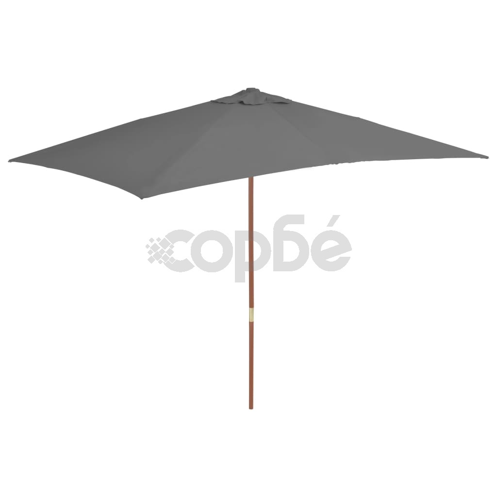Градински чадър с дървен прът, 200x300 см, антрацит