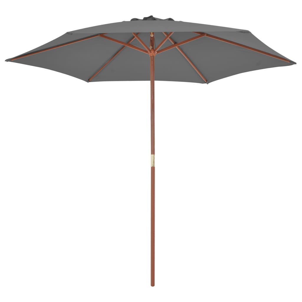 Градински чадър с дървен прът, 270 см, антрацит
