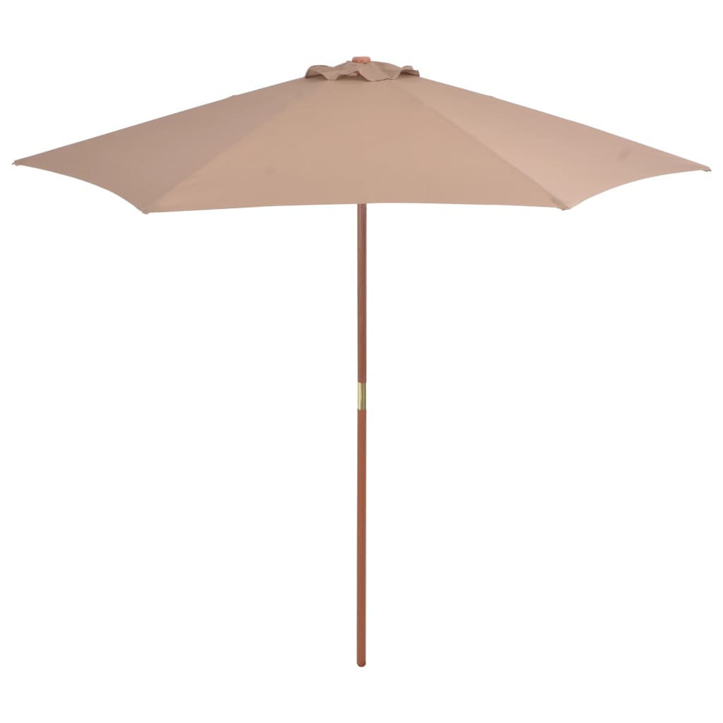 Градински чадър с дървен прът, 270 см, таупе