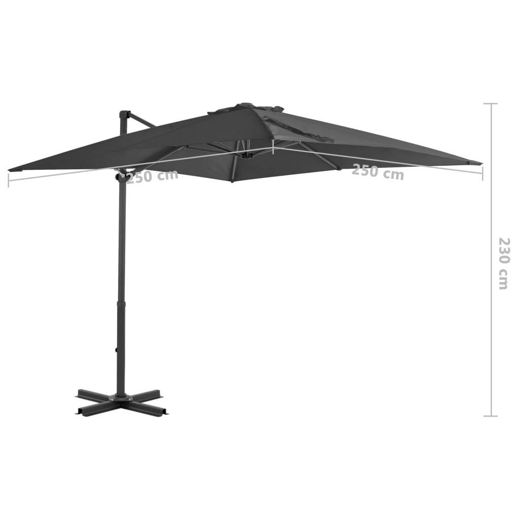 Градински чадър чупещо рамо алуминиев прът 250x250 см антрацит
