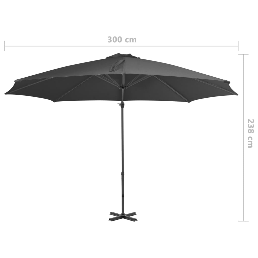Градински чадър чупещо рамо алуминиев прът 300 см антрацит