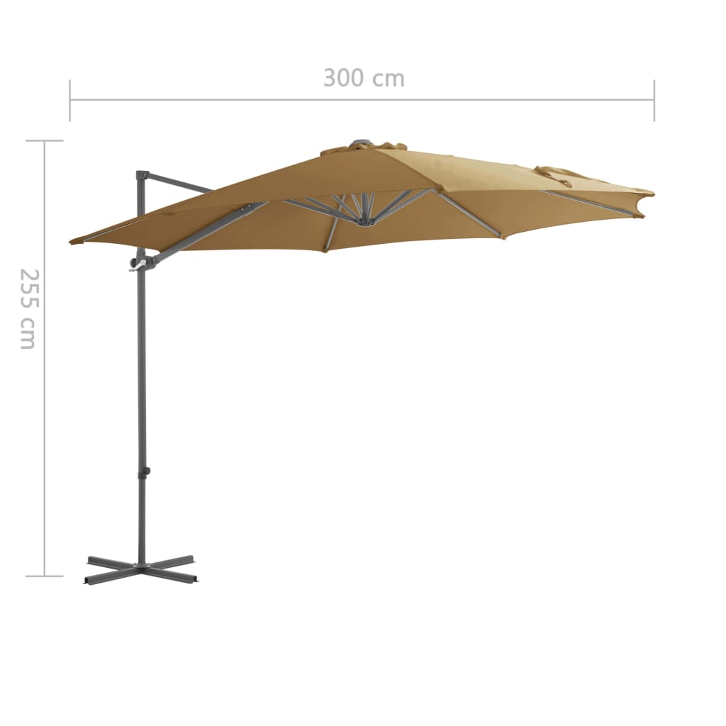 Градински чадър чупещо рамо и стоманен прът 300 см таупе 