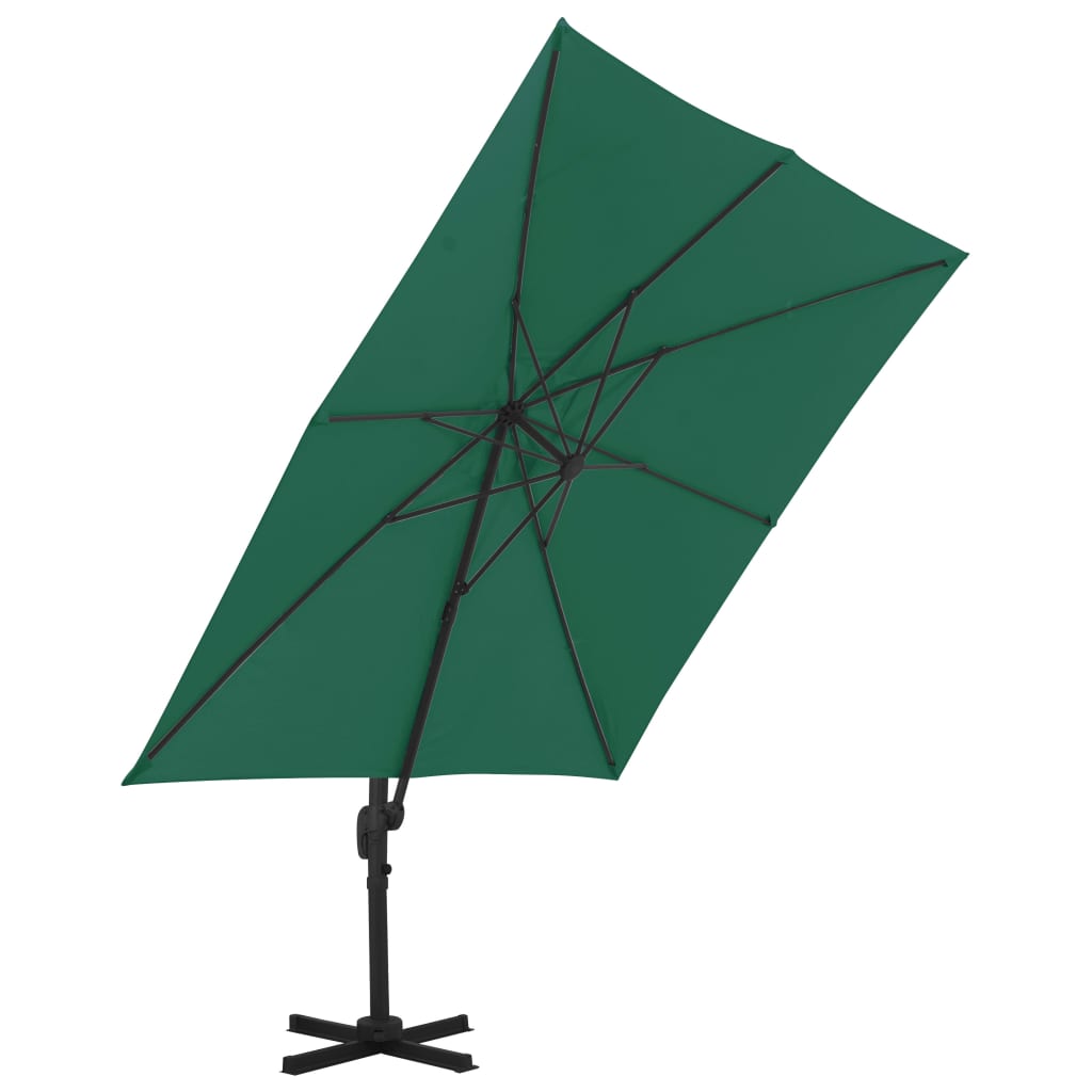 Градински чадър с чупещо рамо и алуминиев прът 300x300 см зелен