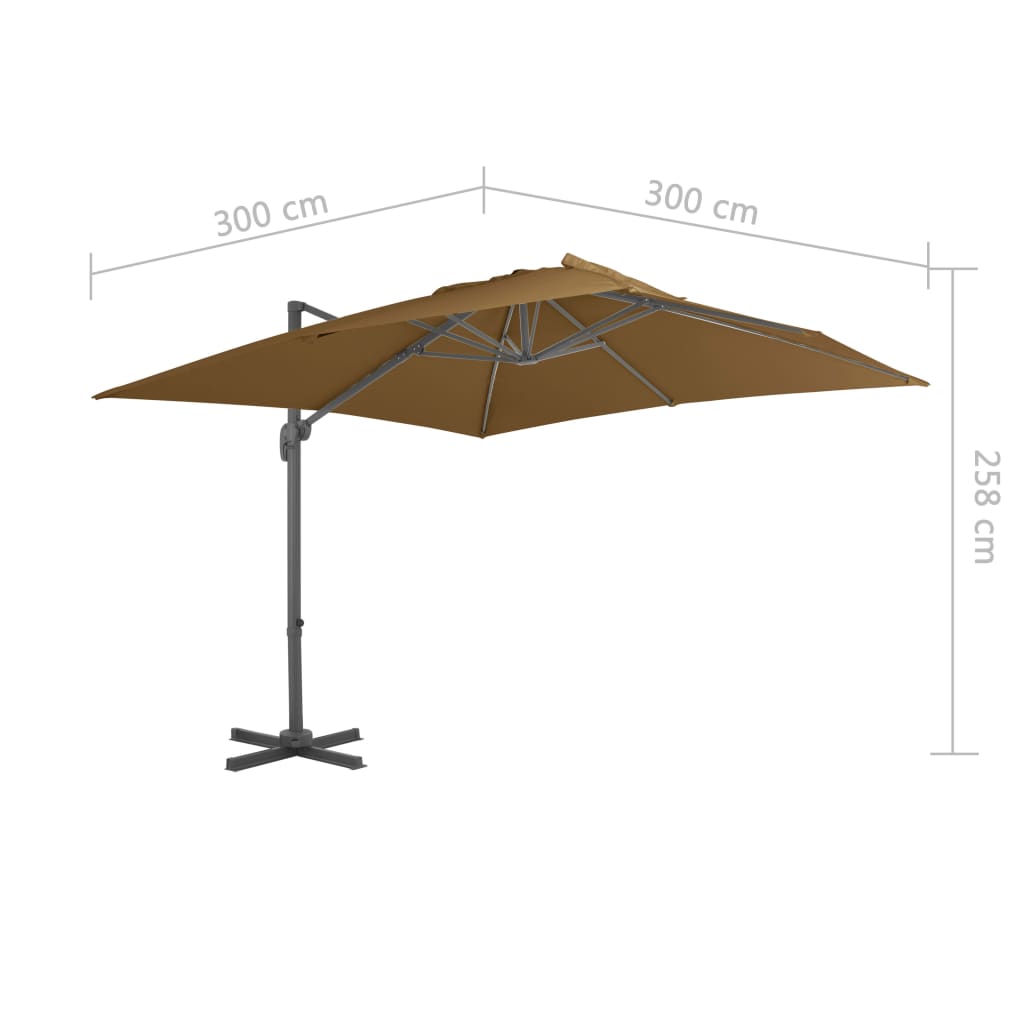 Градински чадър чупещо рамо с алуминиев прът 300x300 см таупе