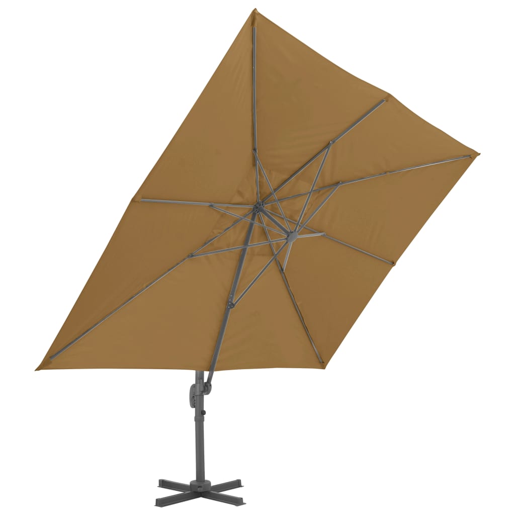 Градински чадър чупещо рамо с алуминиев прът 400x300 см таупе