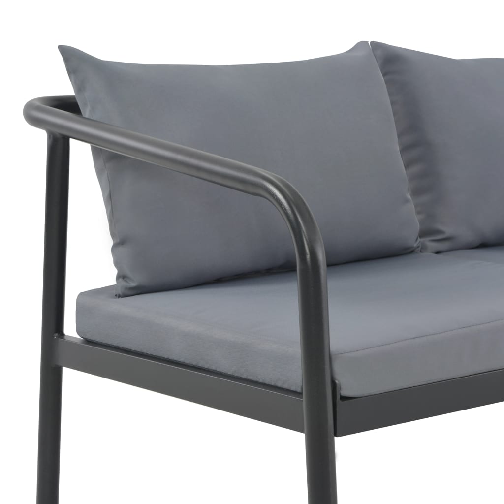 2-местен градински диван с възглавници, сив, алуминий
