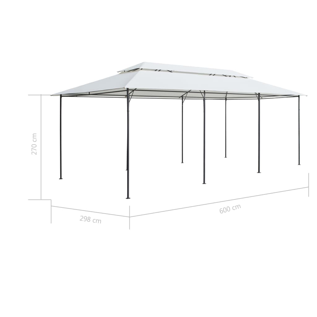 Градинска шатра със завеси, 600x298x270 см, бяла