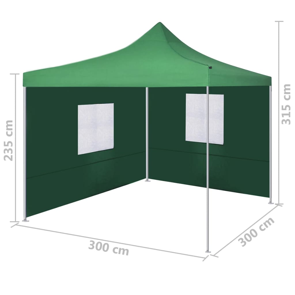 Сгъваема шатра с 2 стени, 3x3 м, зелена