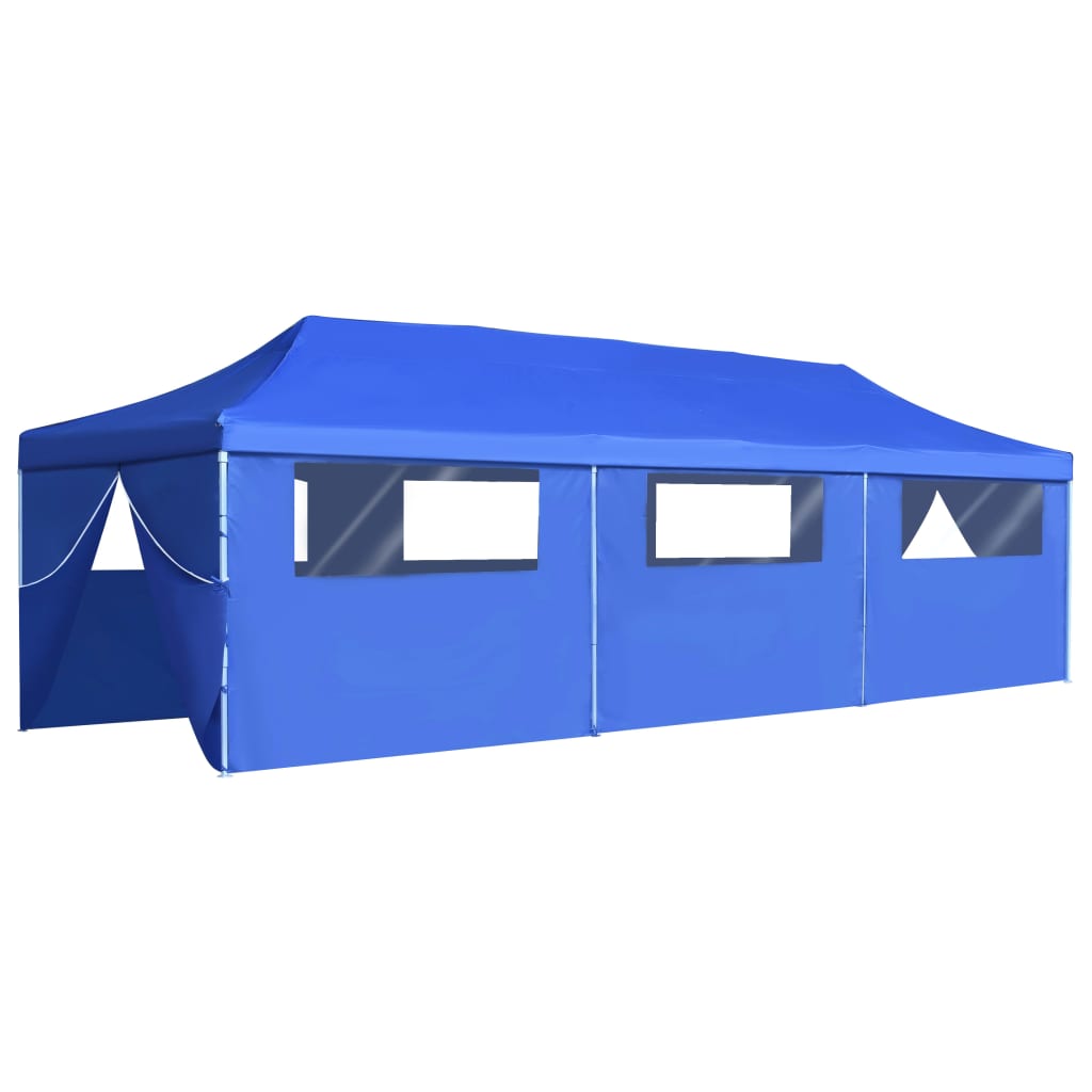 Сгъваема шатра с 8 странични стени, 3x9 м, синя