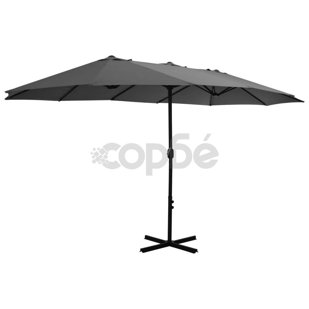 Градински чадър с алуминиев прът, 460x270 см, антрацит