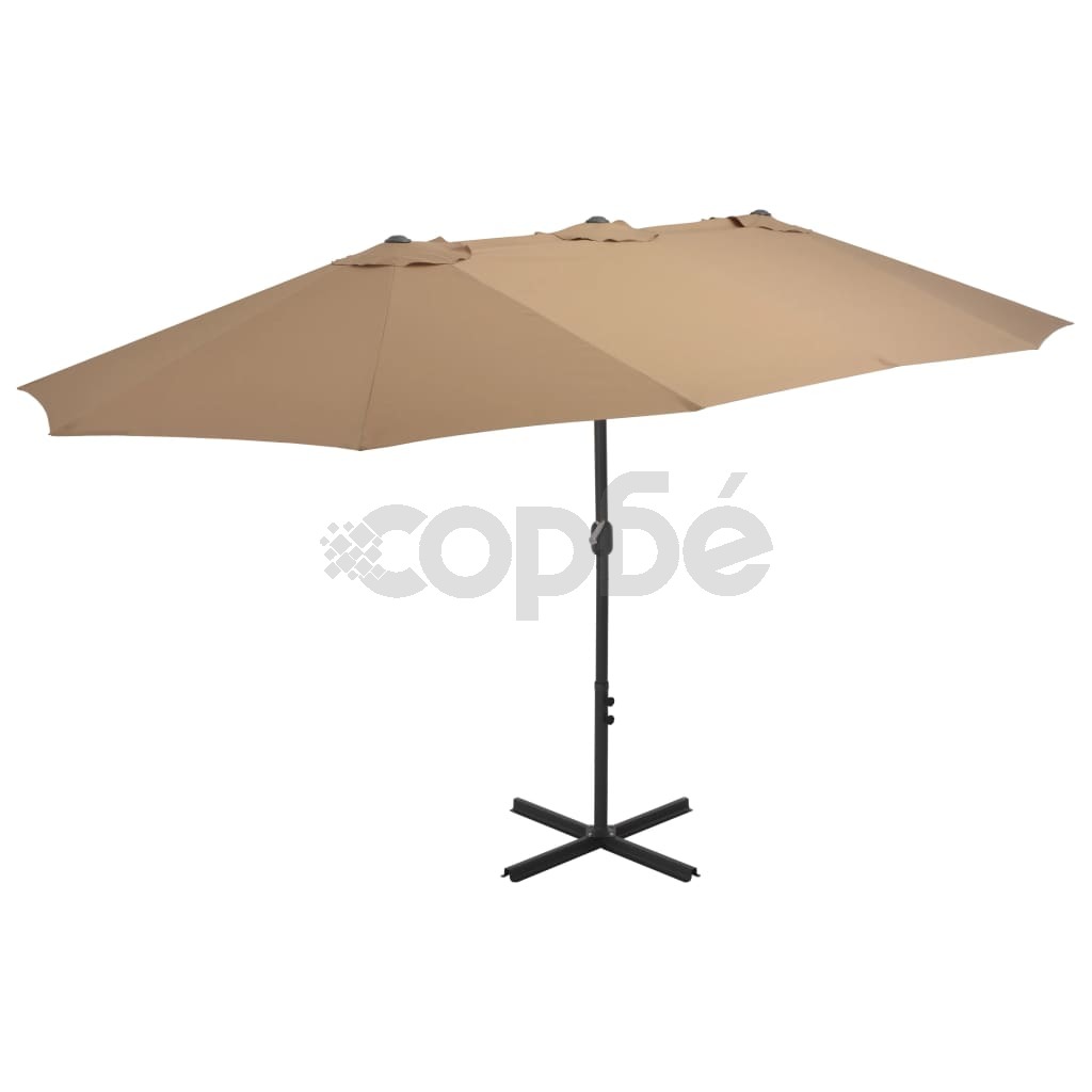 Градински чадър с алуминиев прът, 460x270 см, таупе