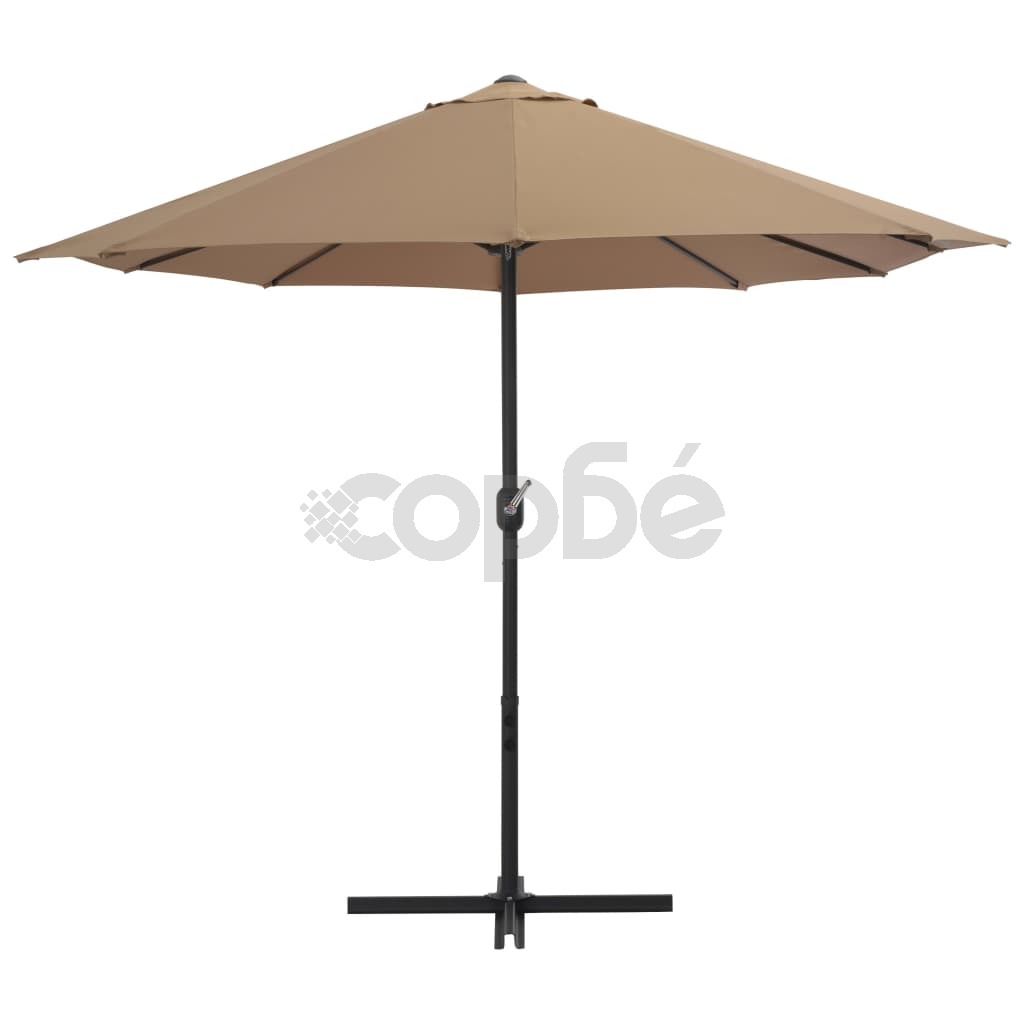 Градински чадър с алуминиев прът, 460x270 см, таупе