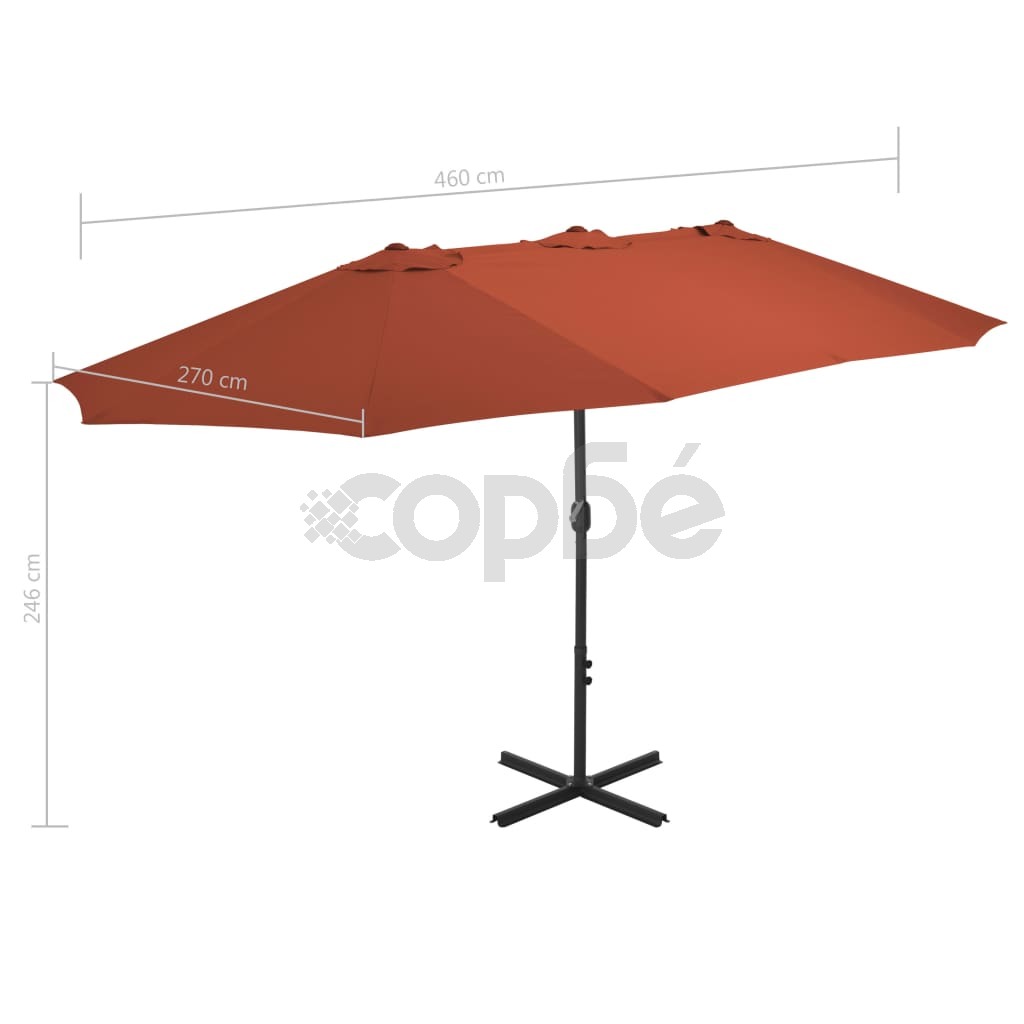 Градински чадър с алуминиев прът, 460x270 см, керемиден