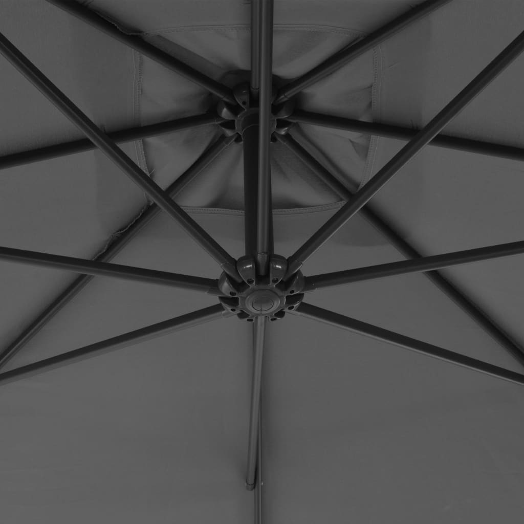 Градински чадър чупещо рамо и стоманен прът 250x250 см антрацит