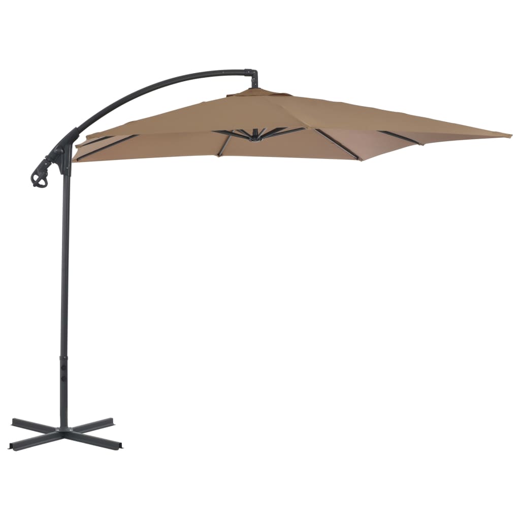 Градински чадър чупещо рамо и стоманен прът 250x250 см таупе